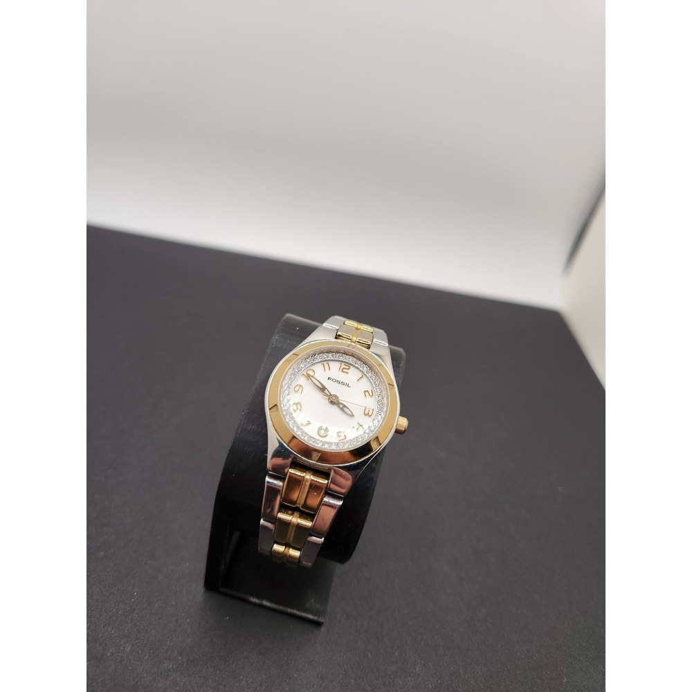 Fossil Two Tone Stainless Steel Crystal Bezel Women's Watch AM3908